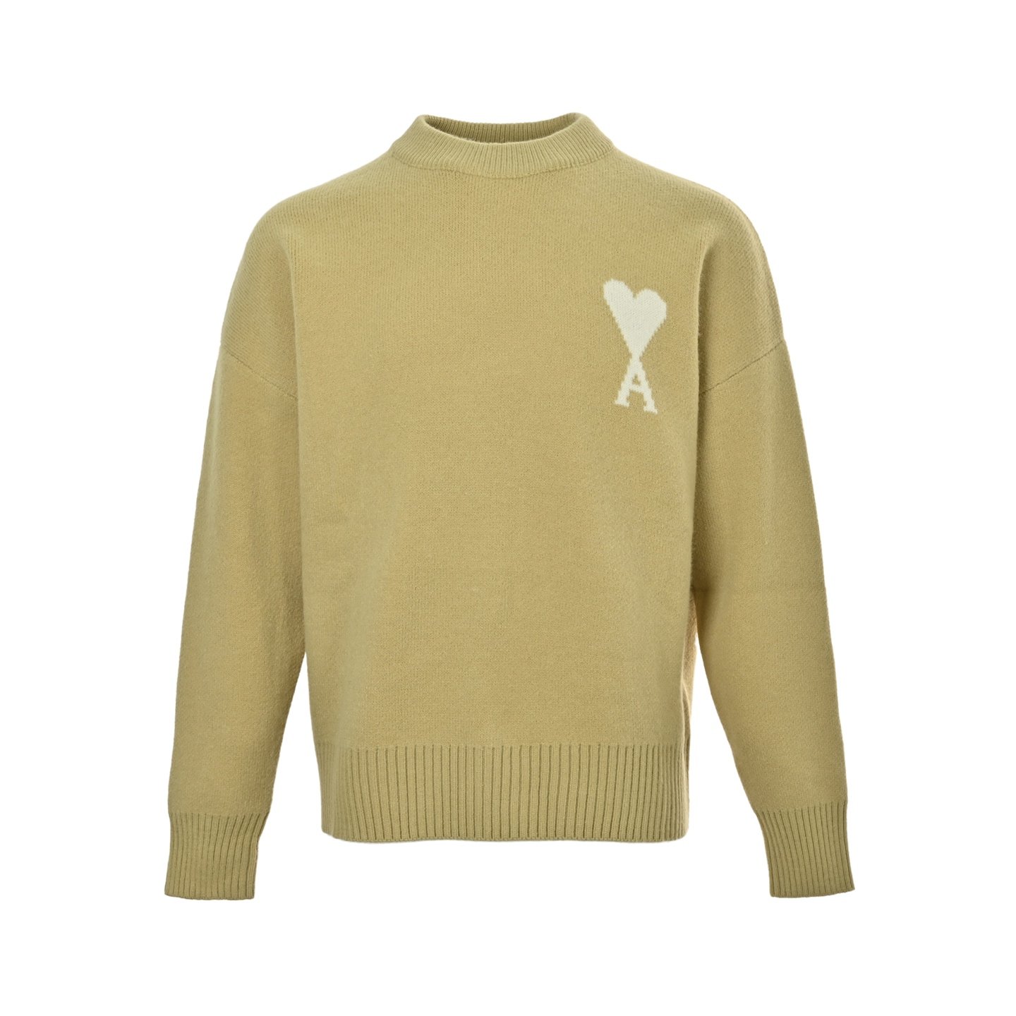 1 AMI PARIS Tricolor Heart Jacquard Crew Neck Sweater - Image 1