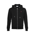 Ami Paris Heart Embroidered Zip-Up Hooded Jacket