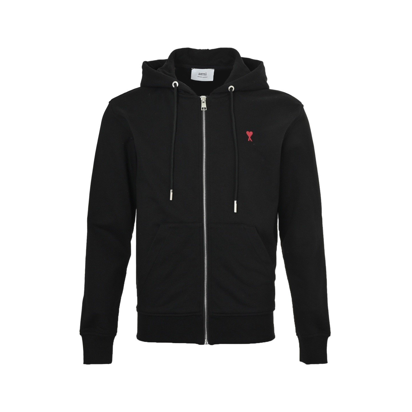 1 Ami Paris Heart Embroidered Zip-Up Hooded Jacket - Image 1