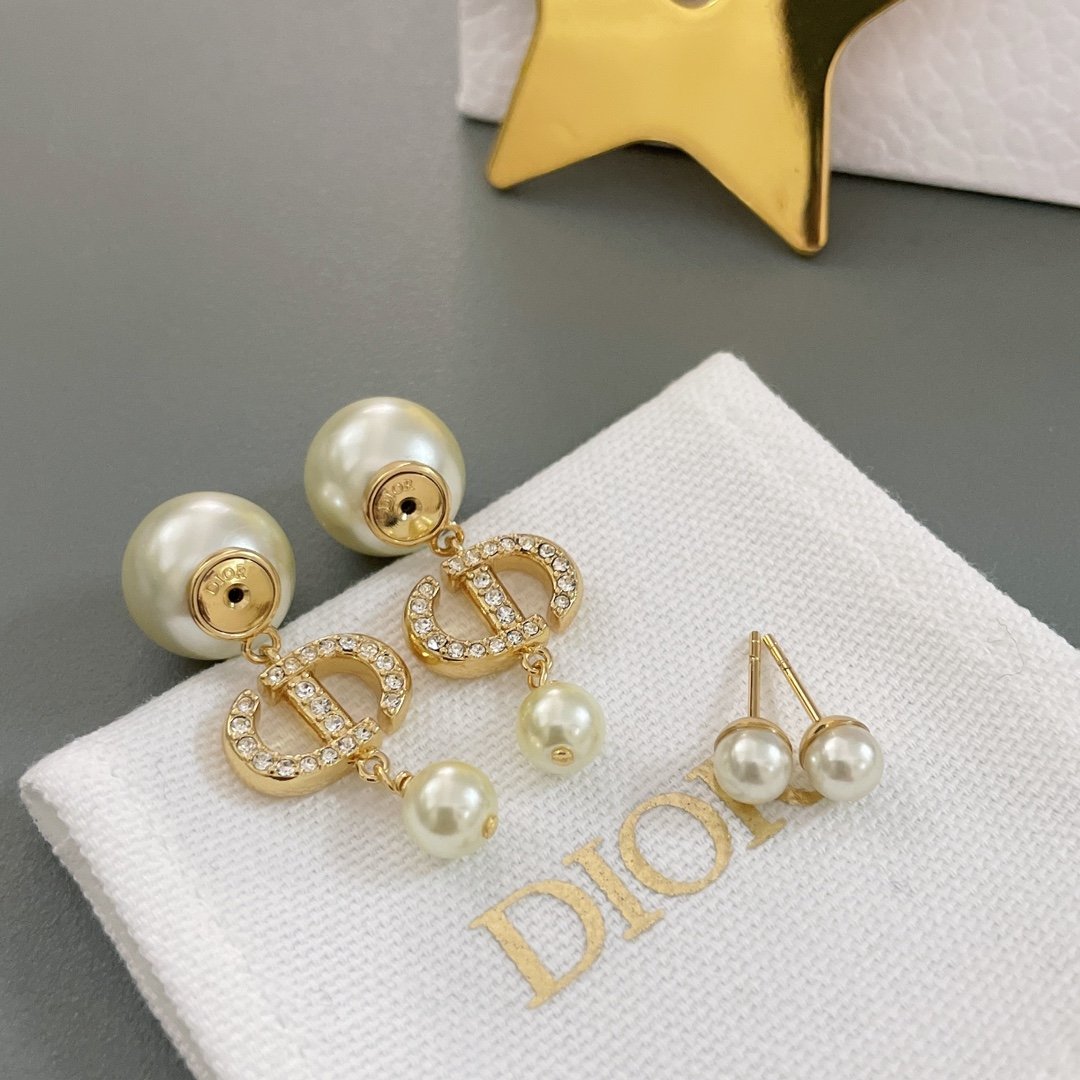 1 Classic Dior+Swarovski pearl collaboration earrings - Image 1