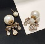 Dior Drip Diamond CD Size Pearl Horse Eye Earrings - Image 2