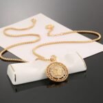 Versace Medusa Face Relief Flower Vine Pattern Necklace - Image 2