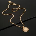 Versace Medusa Face Relief Flower Vine Pattern Necklace