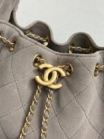 Chanel Ohanel 26C bucket bag with drawstring, made of genuine leather, suede mini size. - Image 2