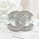 Chanel CHAN 25 Full Diamond Sparkling Silver White Double C Brooch - Image 5