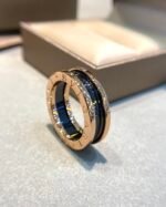 Bulgari Classic Narrow Black Ceramic Ring - Image 4