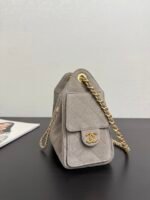 Chanel Ohanel 26C bucket bag with drawstring, made of genuine leather, suede mini size. - Image 3