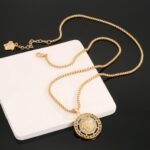 Versace Medusa Face Relief Flower Vine Pattern Necklace - Image 5