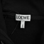 Loewe 24Fw Leather Drawstring Embroidered Logo Hooded Sweatshirt - Image 5