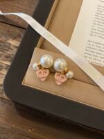 Dior size bead pink heart CD earrings - Image 6