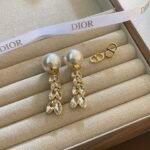 Dior pearl horse eye tassel earrings