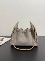 Chanel Ohanel 26C bucket bag with drawstring, made of genuine leather, suede mini size. - Image 5