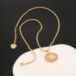 Versace Medusa Face Relief Flower Vine Pattern Necklace - Image 7