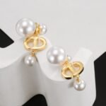 Dior letter pearl earrings