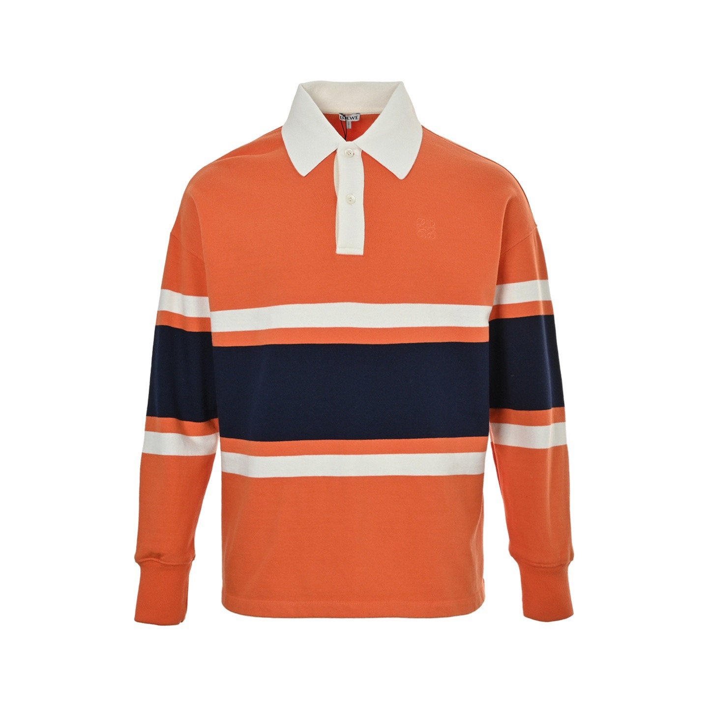 1 Loewe 25Fw Embroidered Logo Color Block Striped Polo Sweatshirt - Image 1