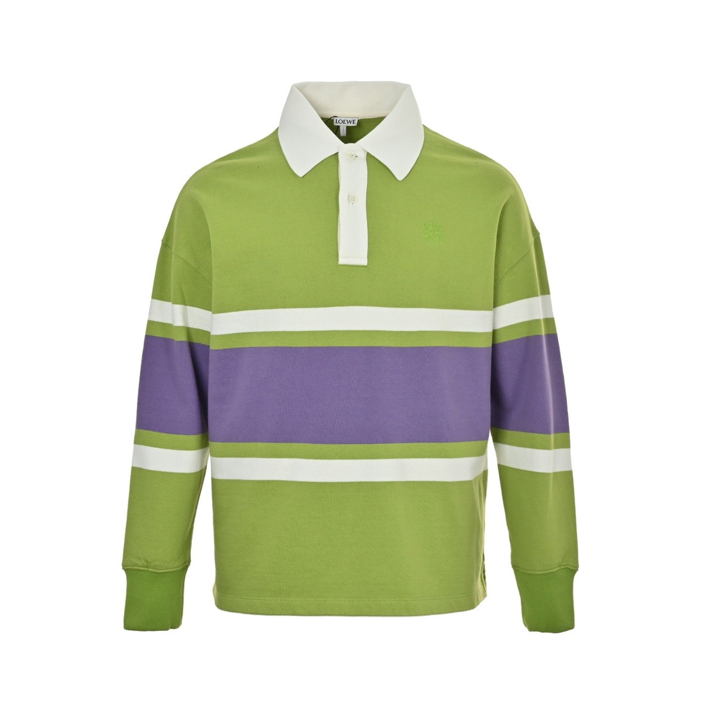 1 Loewe 25Fw Embroidered Logo Color Block Striped Polo Sweatshirt - Image 1