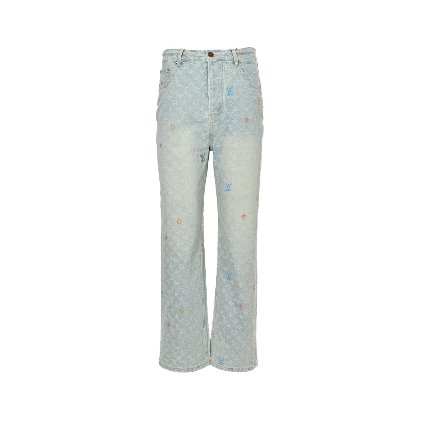 1 Louis Vuitton Tyler collaboration monogram jacquard embroidered jeans - Image 1