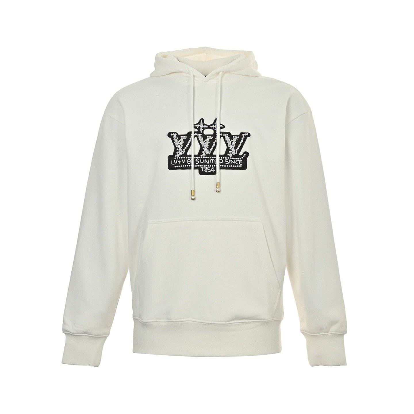 1 Louis Vuitton 25Fw Rhinestone Logo Hoodie - Image 1