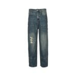 Louis Vuitton 24Fw Enamel Button Washed Distressed Work Jeans
