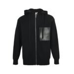 Loewe leather pocket wool zip-up hooded jacket