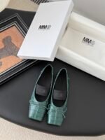 MM6 Croc-Embossed Square-Toe Ballet Flats - Image 2