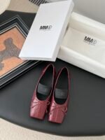 MM6 Croc-Embossed Square-Toe Ballet Flats - Image 2