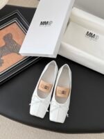 MM6 Croc-Embossed Square-Toe Ballet Flats - Image 2