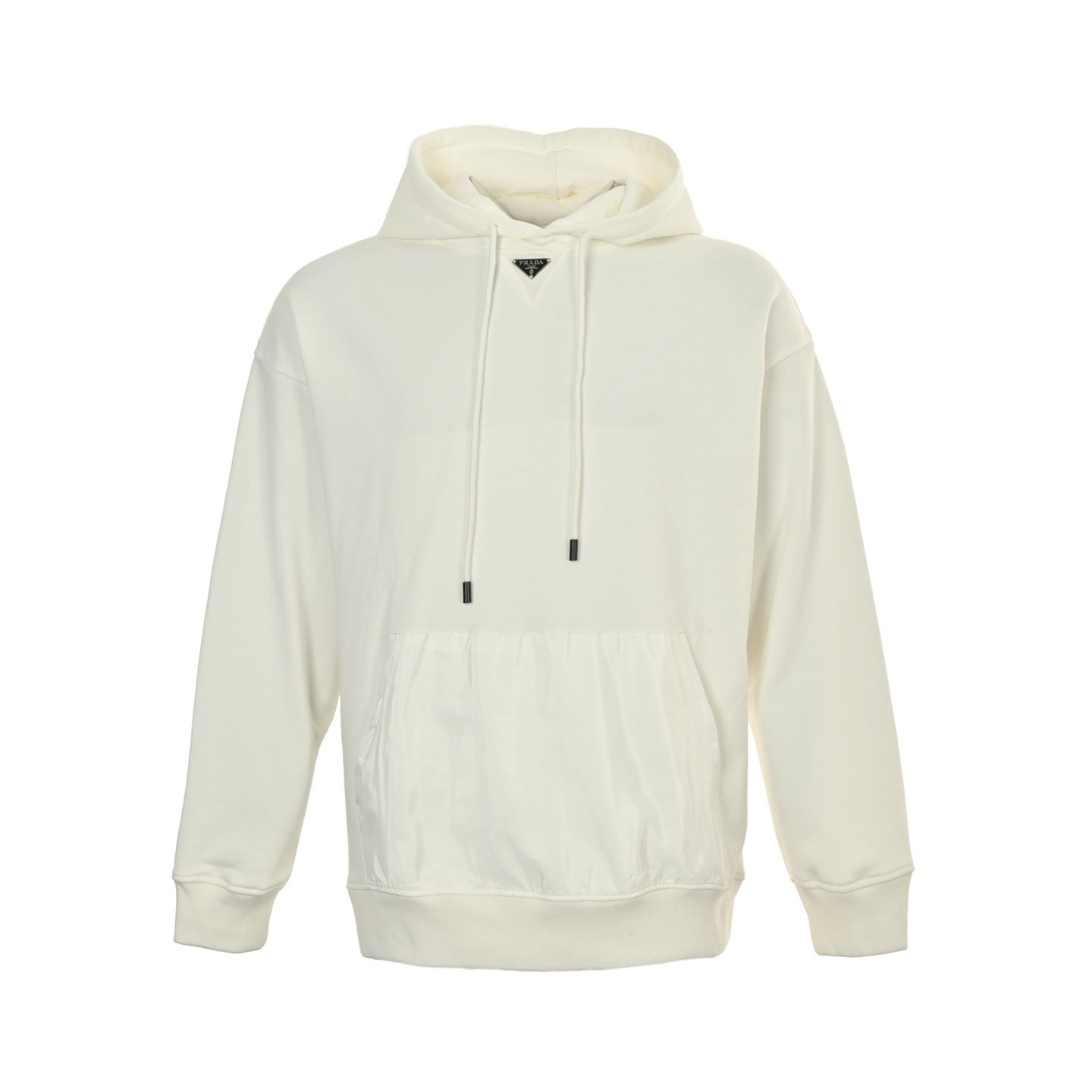 1 Prada 25Fw Nylon Pocket Hoodie with Triangle Logo at the Neckline - Image 1