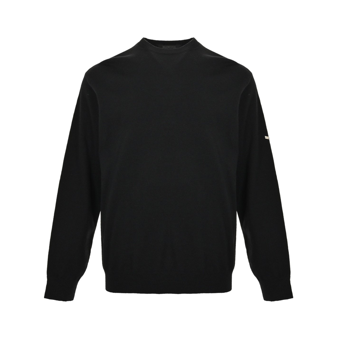 1 Balenciaga 25Fw Metal Nameplate Wool Crew Neck Sweater - Image 1