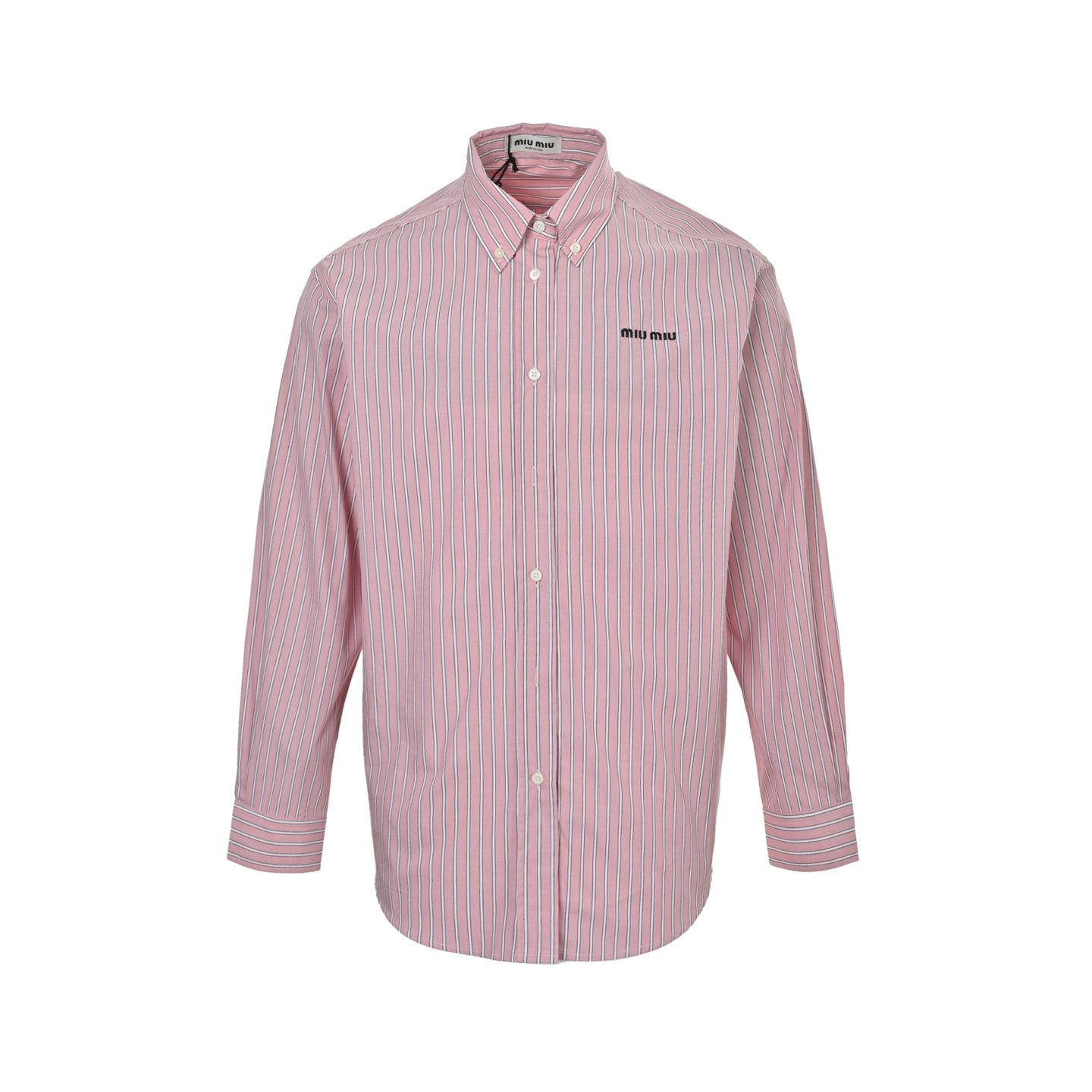 1 Miu Miu pink striped long-sleeved shirt - Image 1