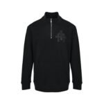 Chrome Hearts Cross Half-Zip Leather Stand Collar Sweatshirt