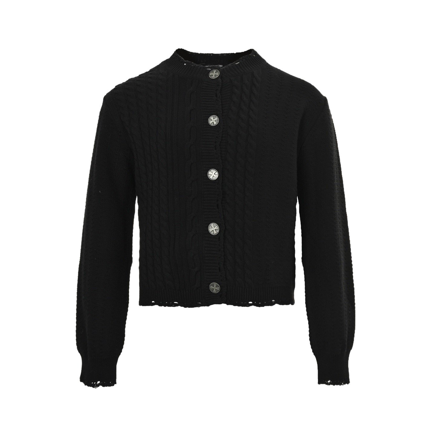 1 ENFANTS RICHES DÉPRIMÉS: Melancholy Rich Kid Cable Knit Cardigan with Distressed Design - Image 1