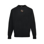 Fendi Double F Suede Embroidered Crew Neck Sweater