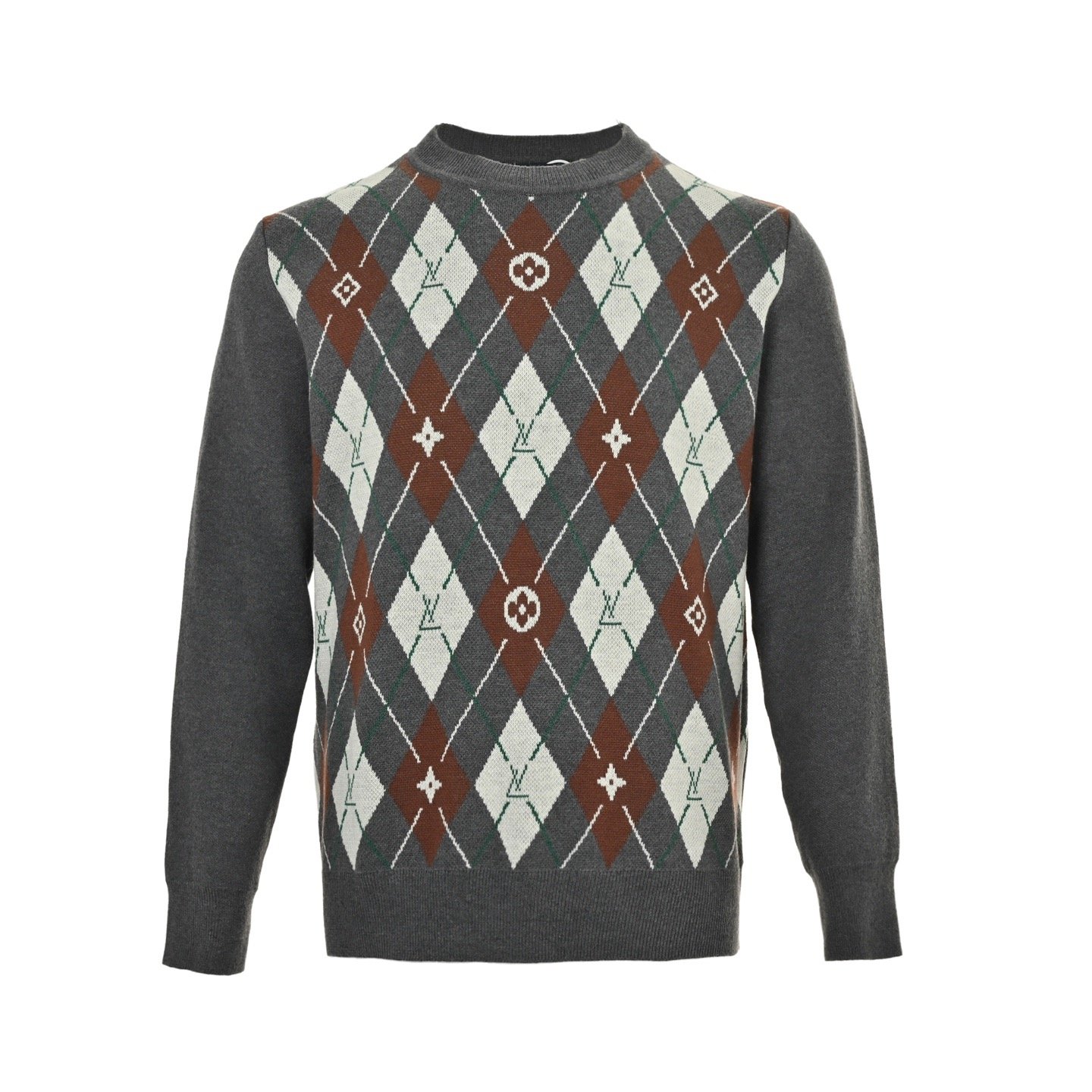 1 Louis Vuitton 25Fw Diamond Jacquard Crew Neck Sweater - Image 1