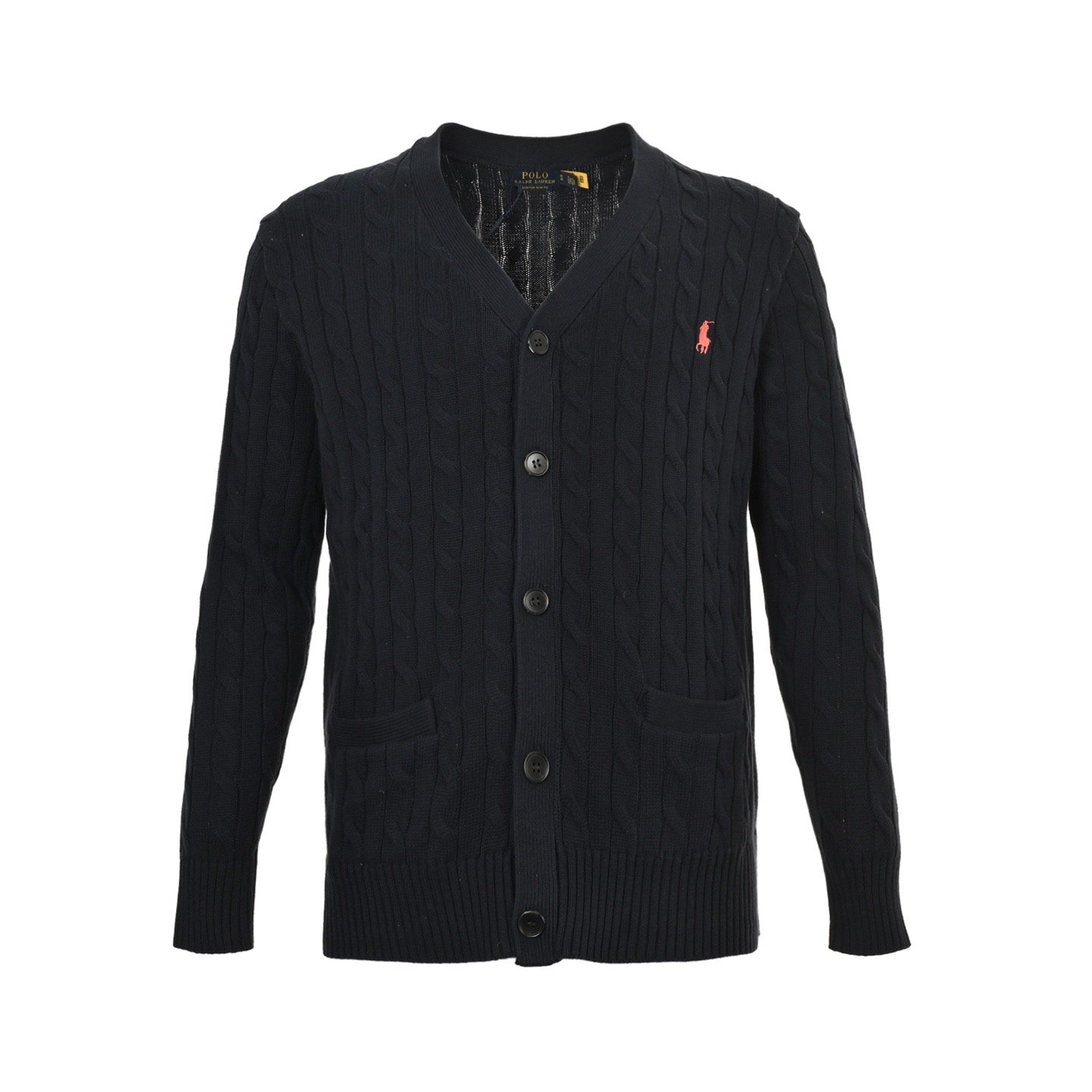 1 Ralph Lauren 25Fw Embroidered Pony Logo Cable Knit Cardigan - Image 1