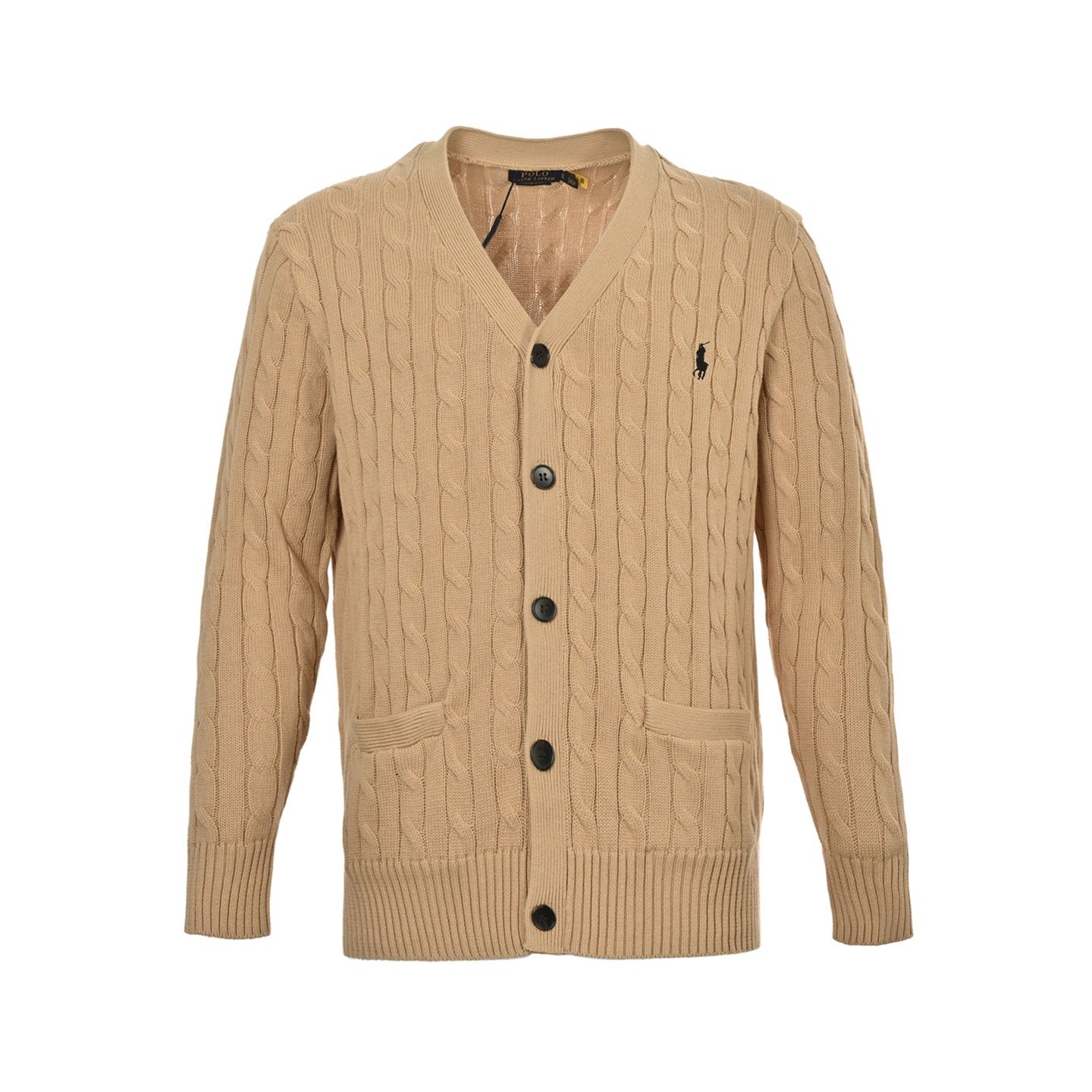 1 Ralph Lauren 25Fw Embroidered Pony Logo Cable Knit Cardigan - Image 1