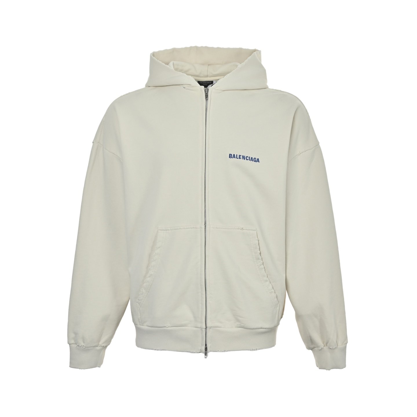 1 Balenciaga 25Fw Embroidered Letter Zip-Up Hoodie - Image 1
