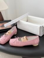 MM6 Croc-Embossed Square-Toe Ballet Flats