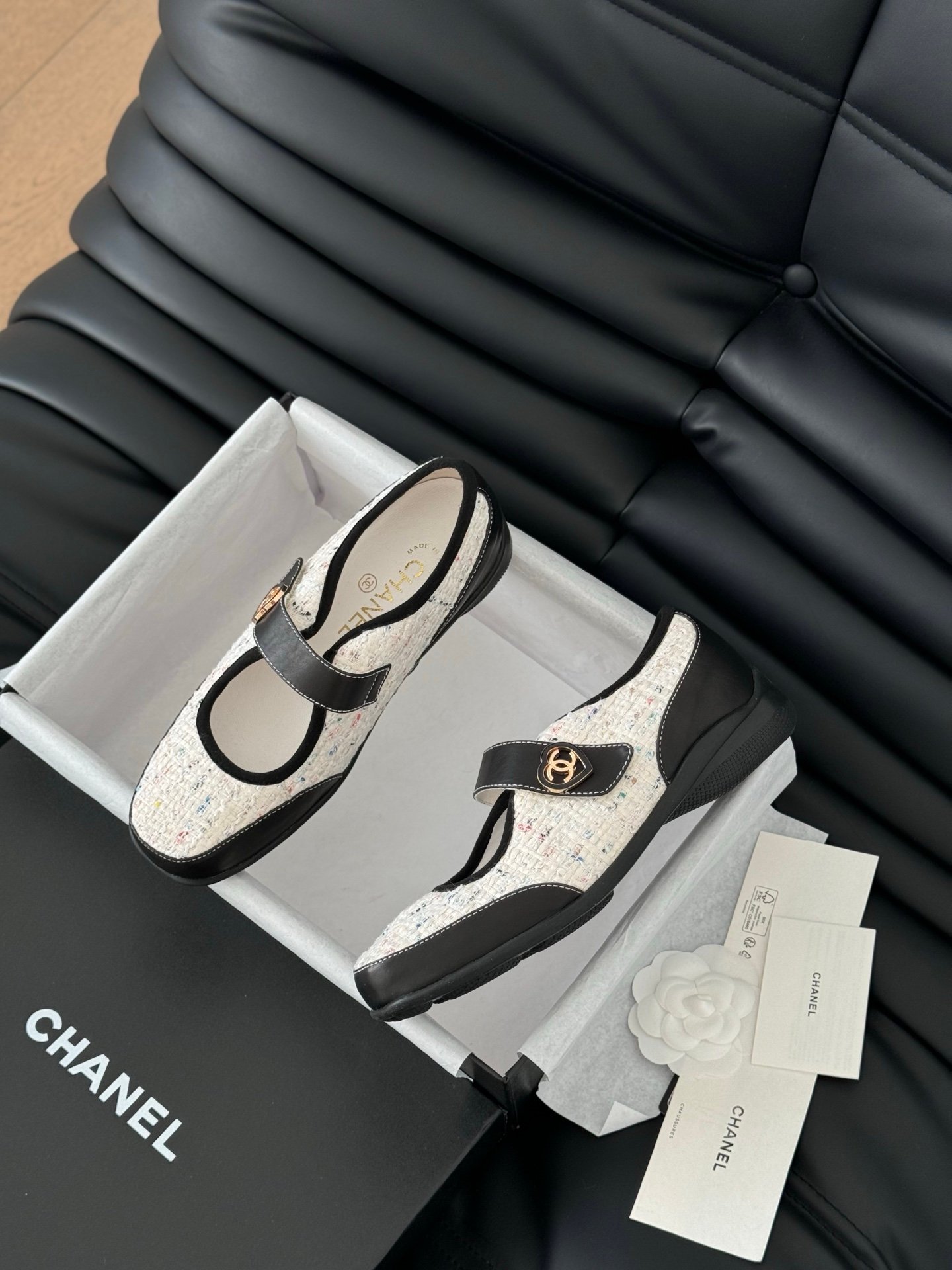 2 Chanel Tweed Mary Jane Ballerina Flats - Image 1