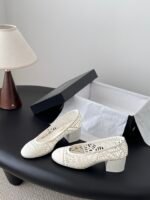 Chanel Raffia Mary Jane Block Heels