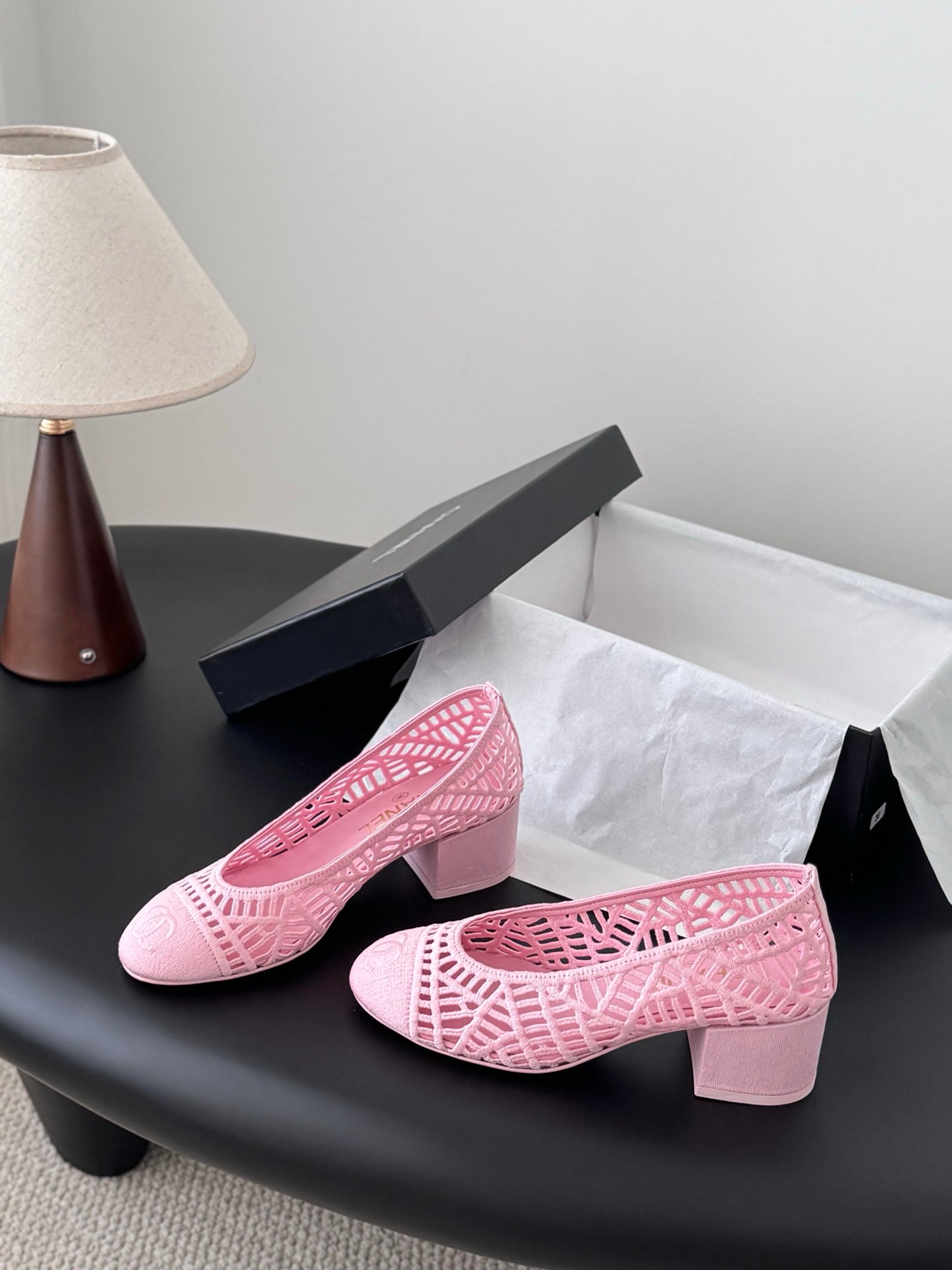 2 Chanel Raffia Mary Jane Block Heels - Image 1