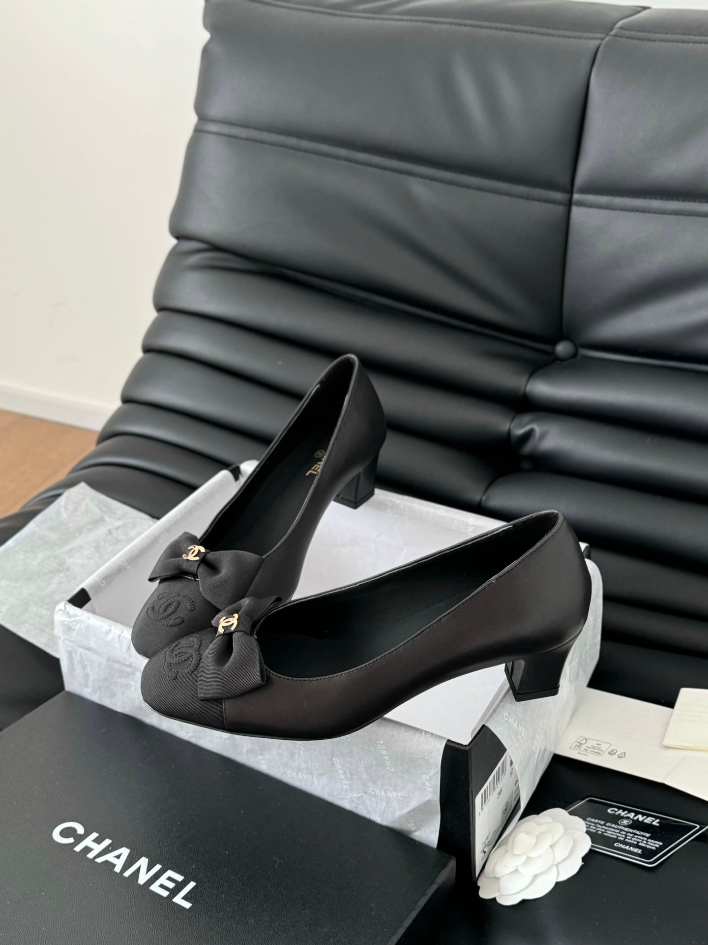 2 CHANEL Cap Toe Bow Pumps - Image 1