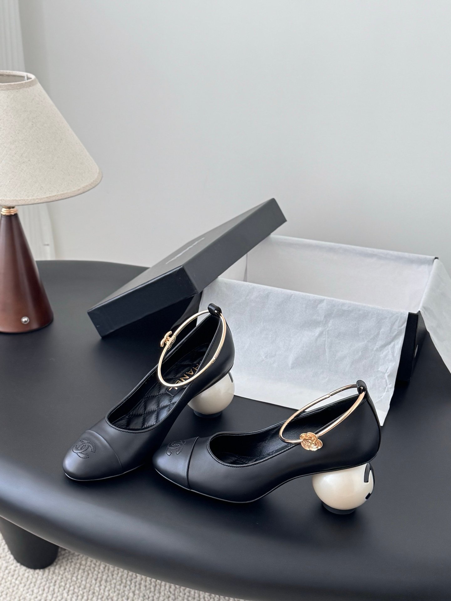 2 Chanel Pearl Heel Mary Janes - Image 1