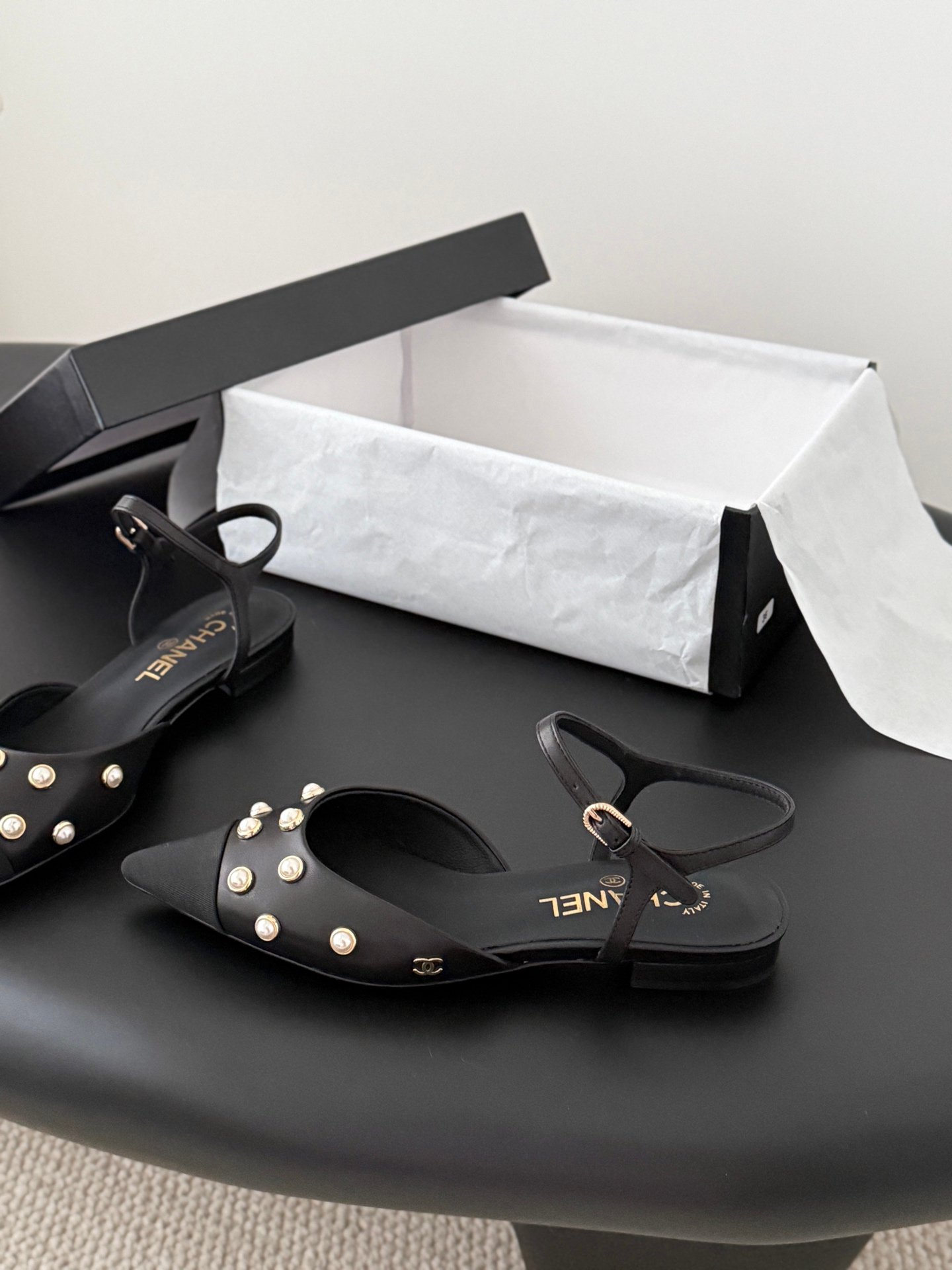 2 Chanel Pearl Slingback Flats - Image 1