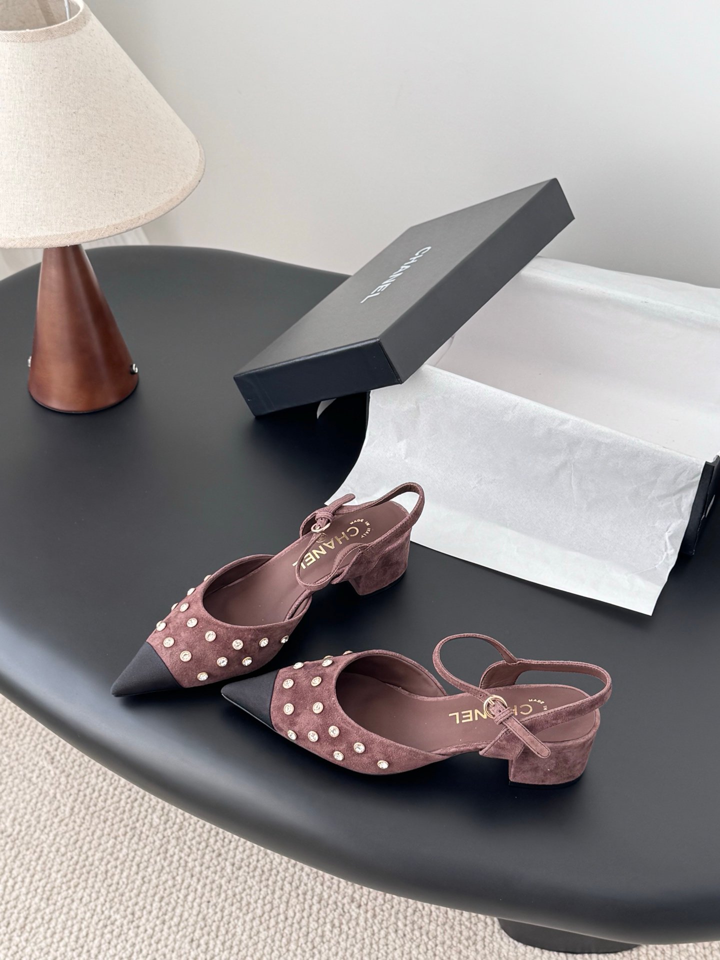 2 Chanel Pearl Slingback Flats - Image 1