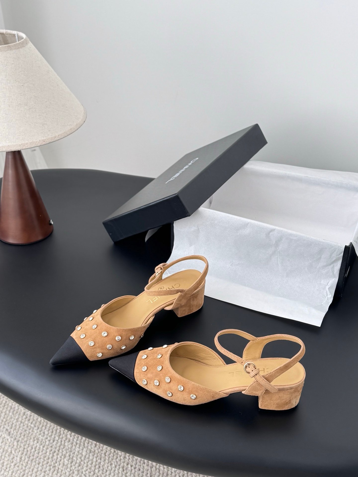 2 Chanel Pearl Slingback Flats - Image 1