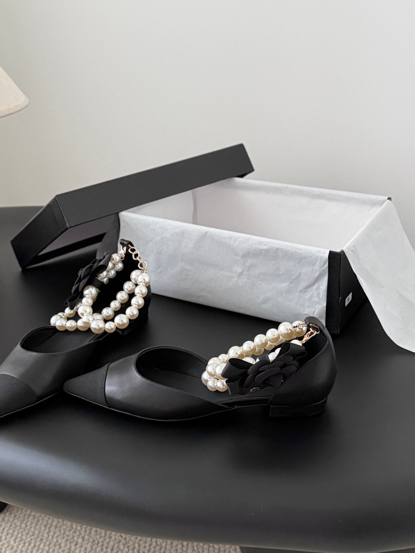 2 Chanel Pearl Camellia Flats - Image 1