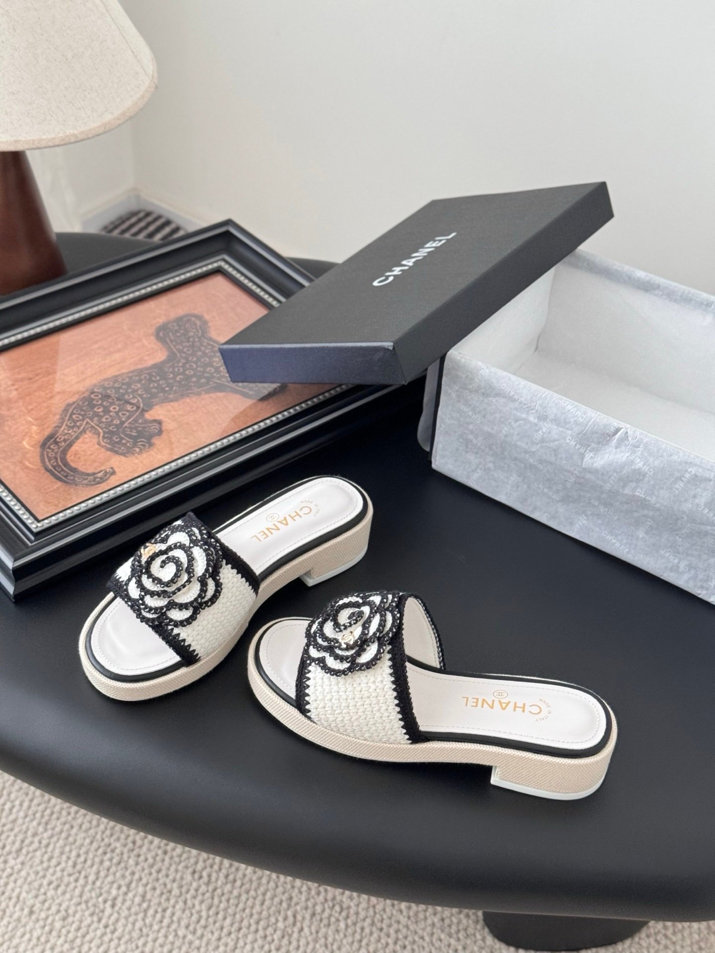 2 CHANEL Camellia Slide Sandals - Image 1