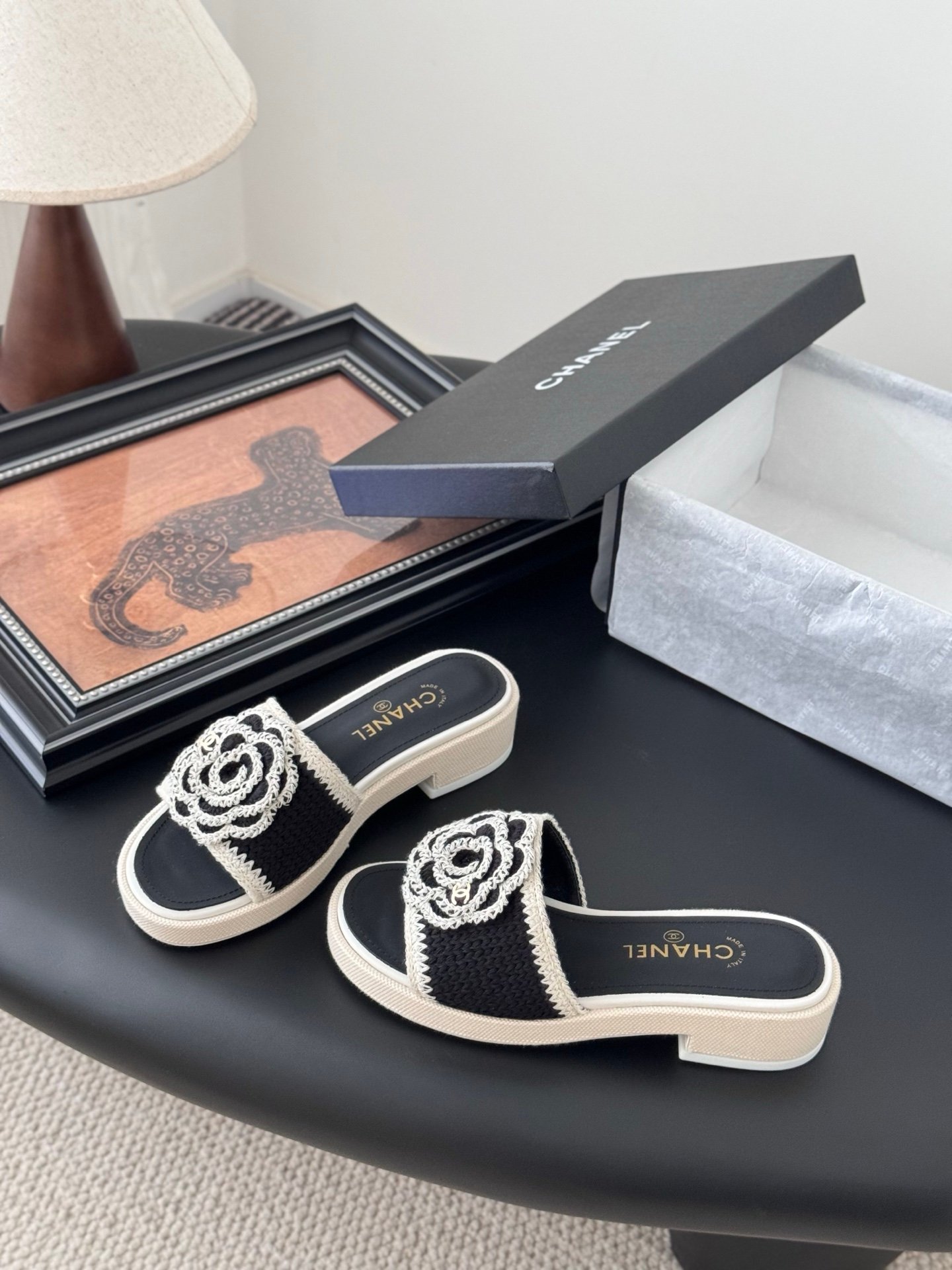 2 CHANEL Camellia Slide Sandals - Image 1