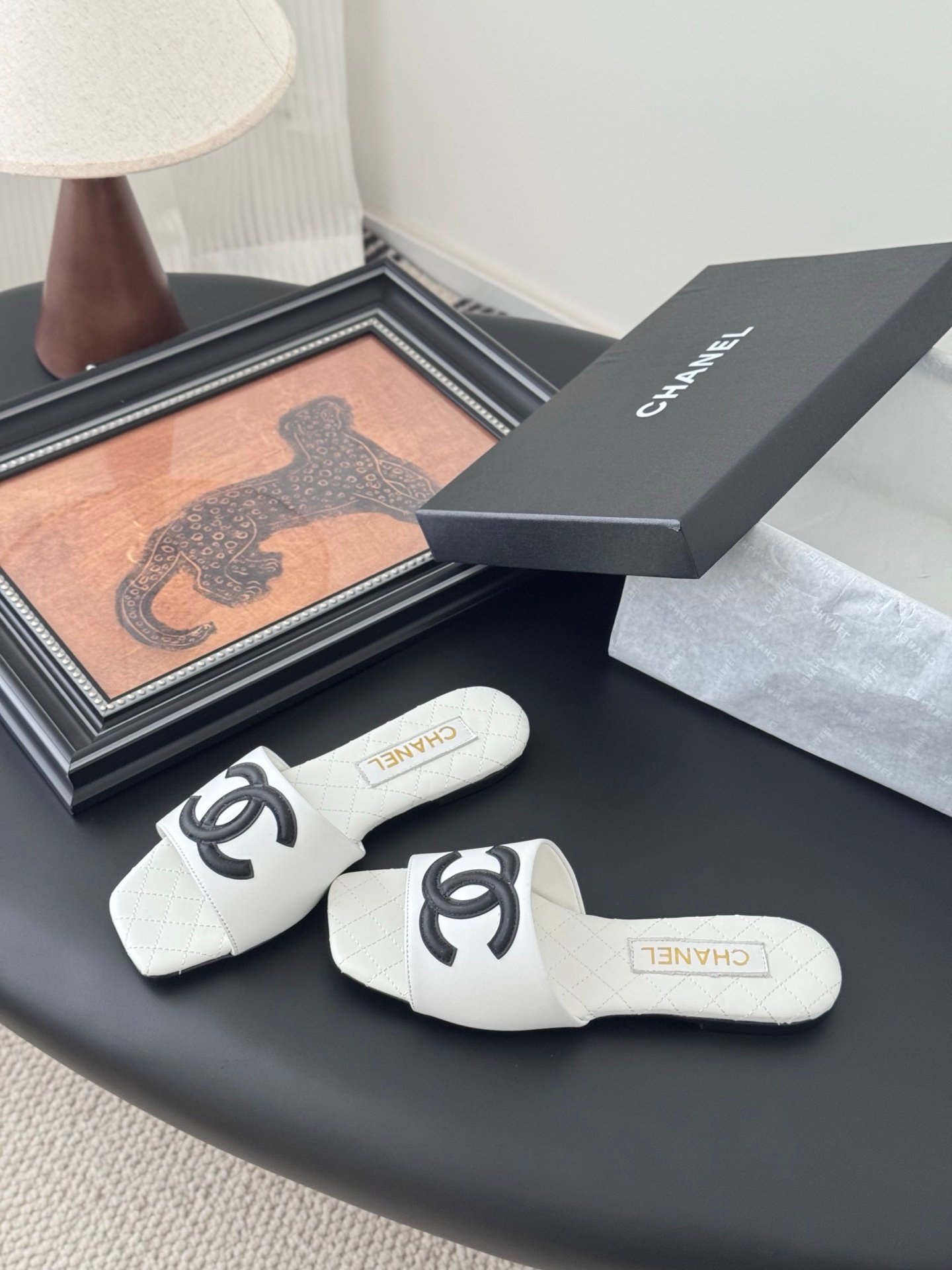 2 CHANEL Slide Sandals - Image 1